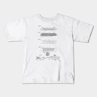 HARMONICA VINTAGE PATENT DRAWING Kids T-Shirt